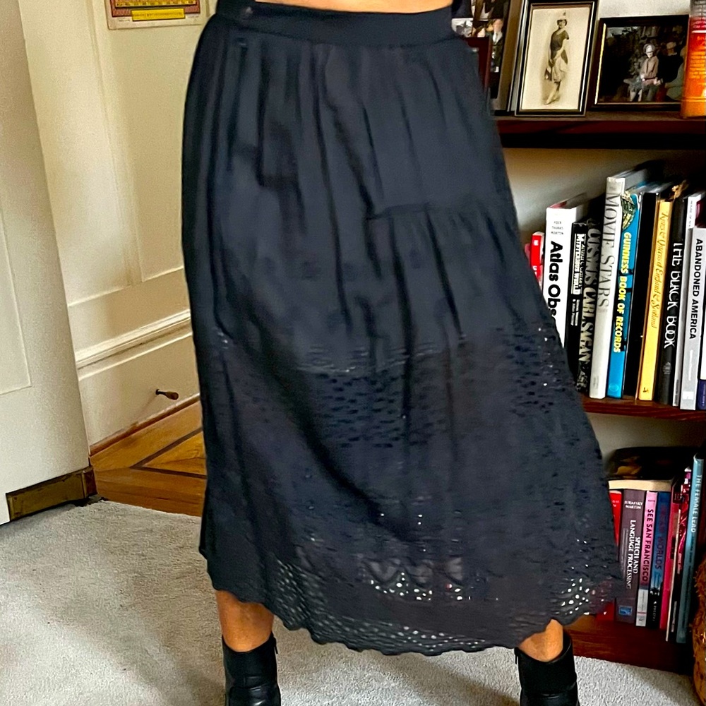 Flannel brand soft black eyelet skirt